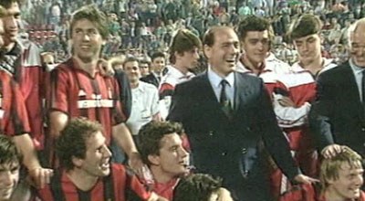 Silvio Berlusconi and Milan players