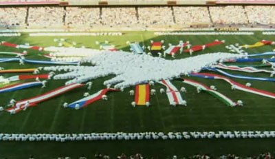 Flags rolling on the pitch